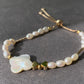 Natural Fresh water baroque Pearls with four leaf clover Mother of pearls 14K gold slide open Bracelet