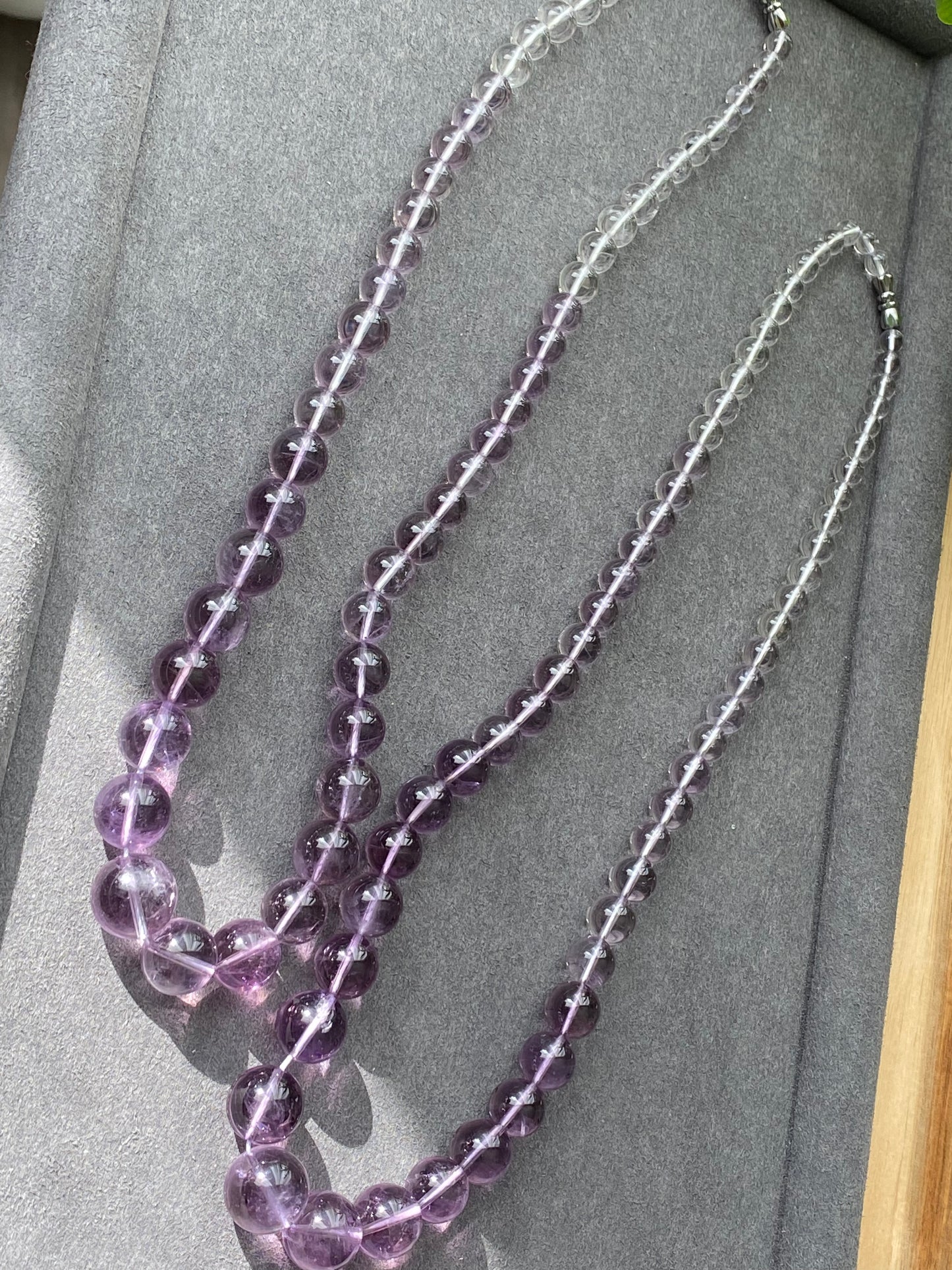 Rare High Clear Natural Lavender Milky Amethyst gradient Change color mix size Bead Necklace 6-14MM