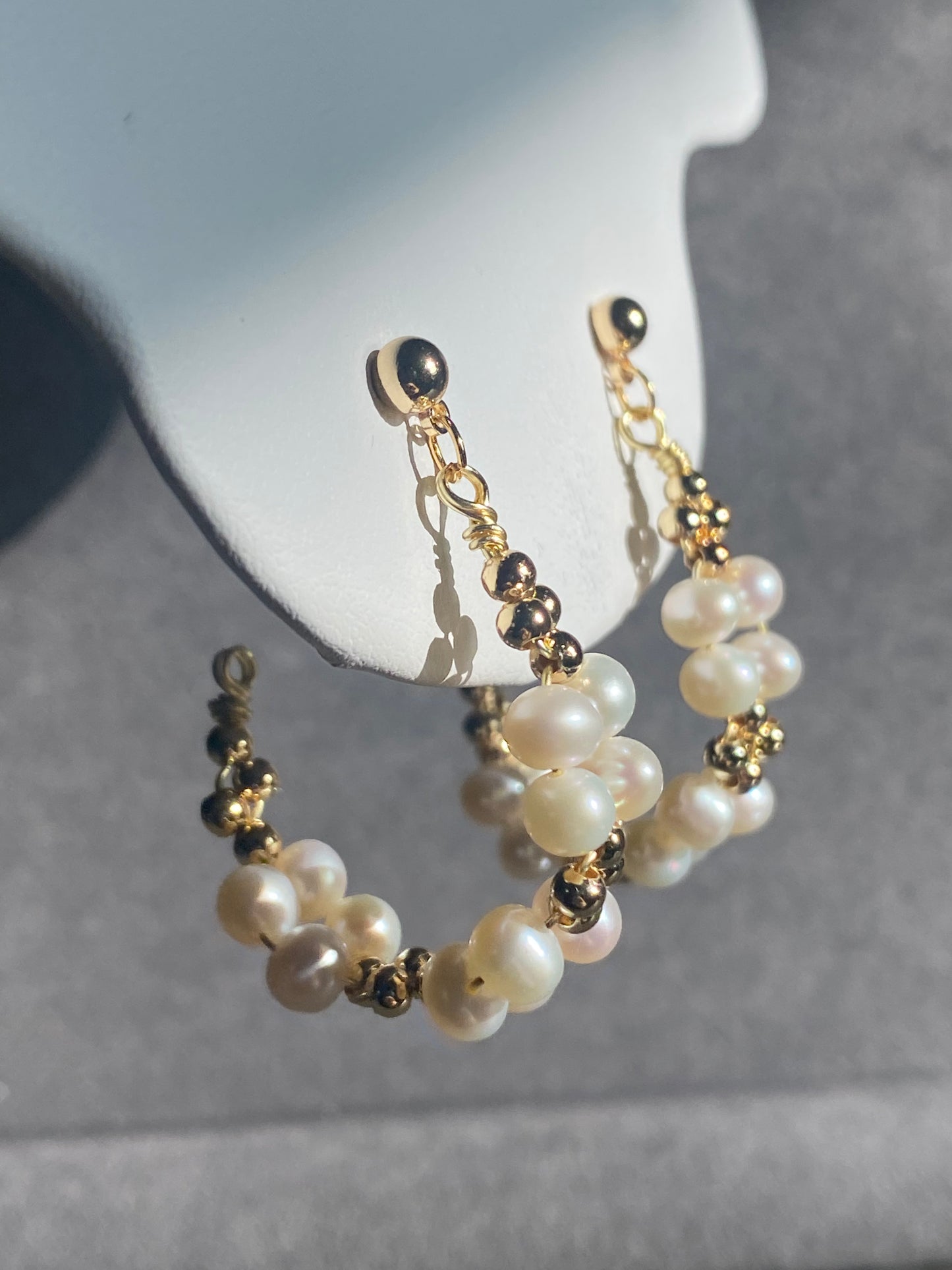 Natural Fresh water Pearls 14k gold filled wire pearl hoop princess earrings