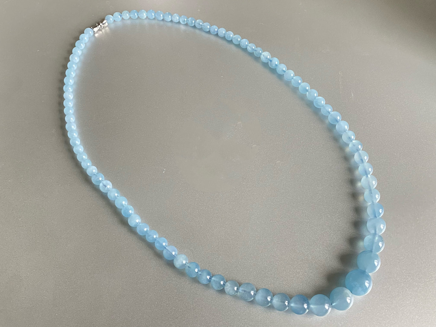 Natural Aquamarine Ocean Blue sky blue Mixed size Bead Healing Crystal Necklace 5-13MM,gift for her