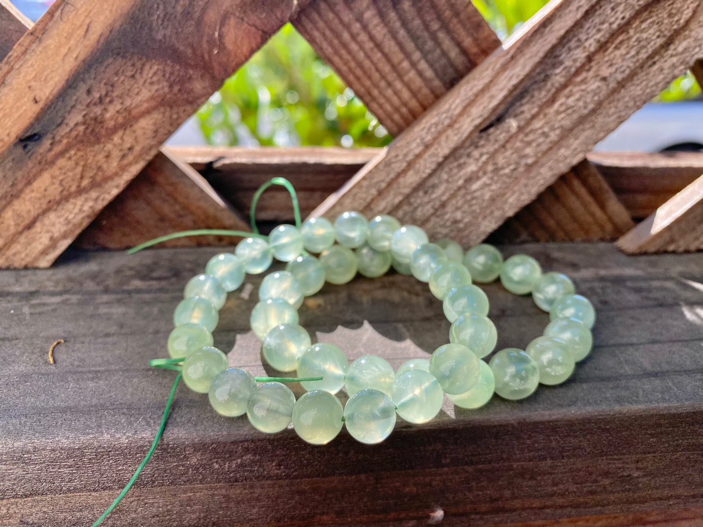 Top grade clear grape crystal Prehnite 7mm 9mm+ 10mm+ bead bracelet smooth round