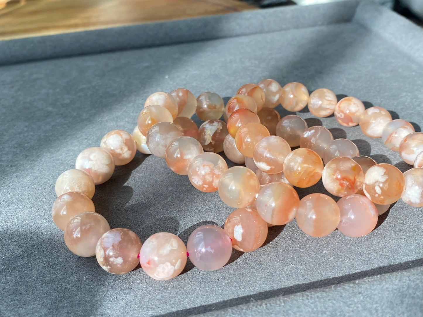 Rare High Grade Natural Sakura Agate,Cherry Blossom Flower Agate Round Bead  bracelet,Valentine's Day Gift