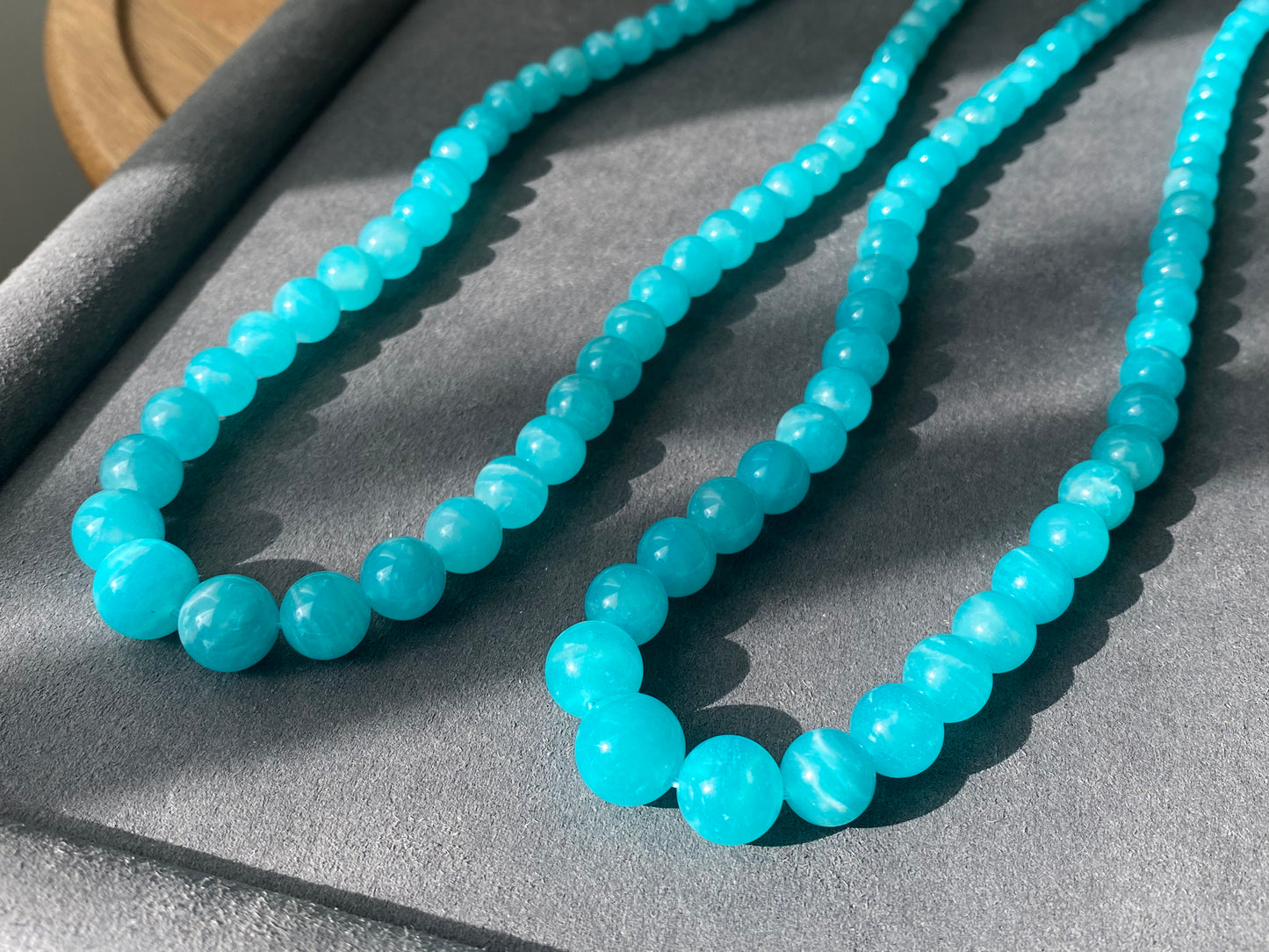 Natural Amazonite stone, Energy Protection Strength Yoga Crystal Round Mixed size Bead Necklace