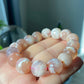 Rare High Grade Natural Sakura Agate,Cherry Blossom Flower Agate Round Bead  bracelet,Valentine's Day Gift