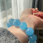 AAAA Natural Rare High Grade Aquamarine smoothie Round Gemstone Bead Bracelet,lovely Blue,handmade Bracelet