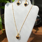 vintage heart shape 18k with black agate and mother of pearl necklace