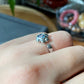 Natural High Clear Grade Heart Shape Blue Topaz Cat paw sterling silver open Ring, Adjustable Ring