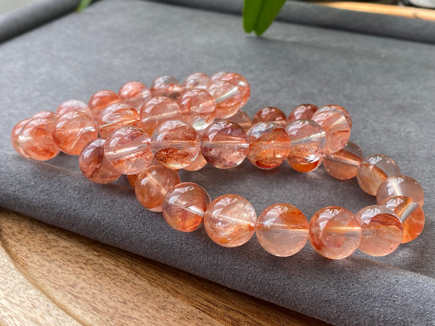 Natural High Clear Grade Super Gorgeous Koi Carp Fire Quartz,Hematoid Quartz Rainbow Flash Bracelet 13mm