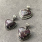 Natural High Rare Grade Purple Pink Sugilite Heart Shape  Mid-century Sterling Silver Pendant