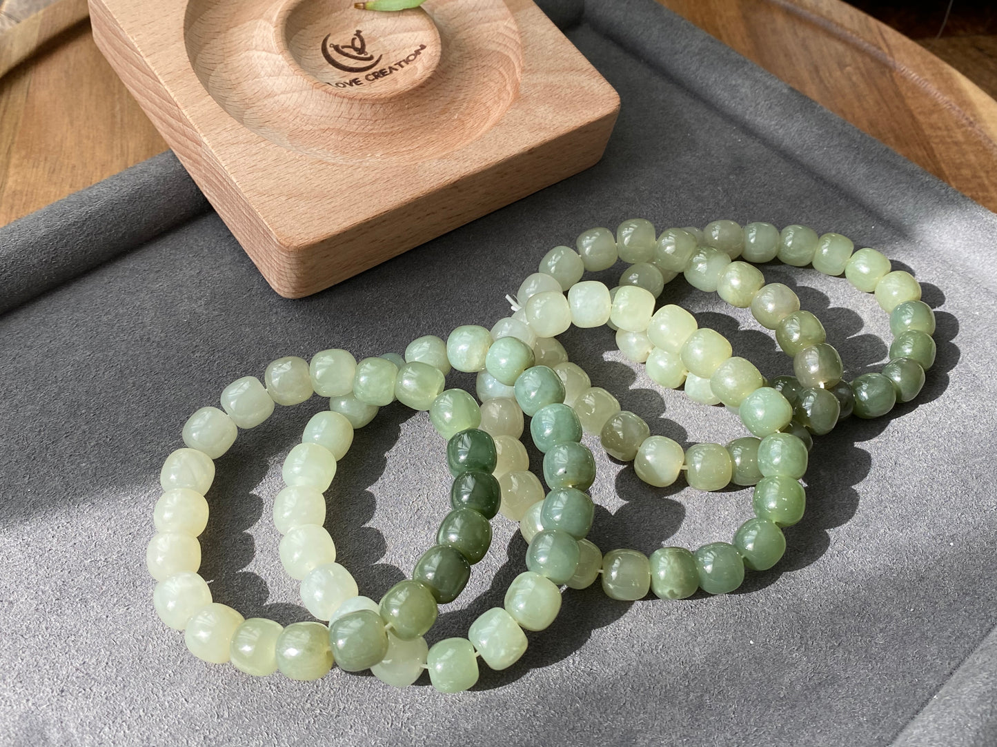 AAAAA  Natural gradient Green Lake Hetian  Jade square bead Nephrite bead Bracelet Best Gift for her,gift for Mom