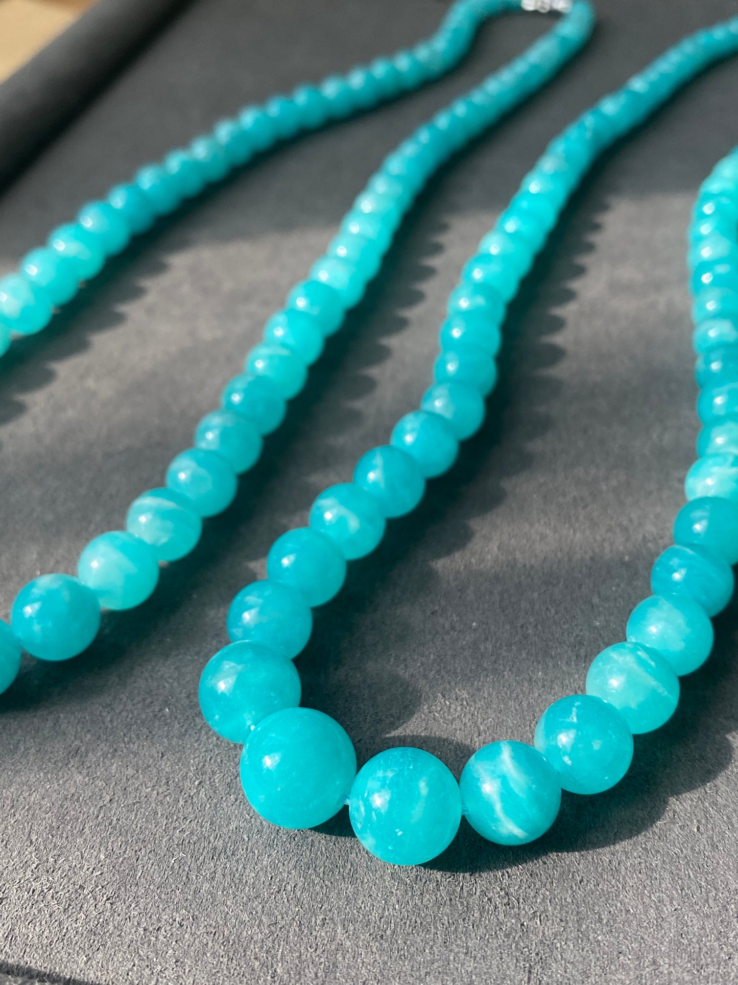 Natural Amazonite stone, Energy Protection Strength Yoga Crystal Round Mixed size Bead Necklace