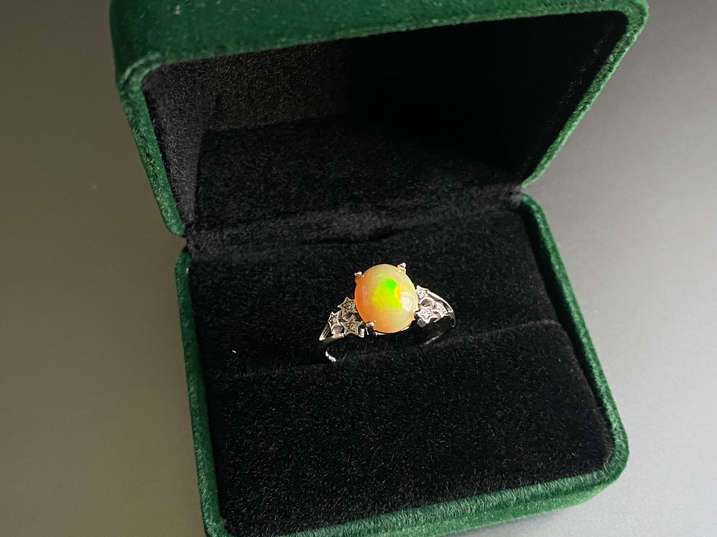 Natural Yellow Orange Colorful Fire illuminate Oval set on S925 Statement Ring,gift for her, holiday gift