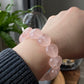 AAA high quality Rose quartz puffy heart shape bracelet bead grapefruit pink