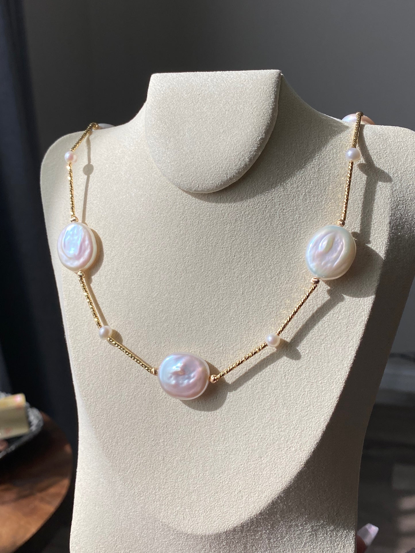 Natural freshwater pearls,baroque metal white blue gum shape  multiple use Necklace,handmade necklace